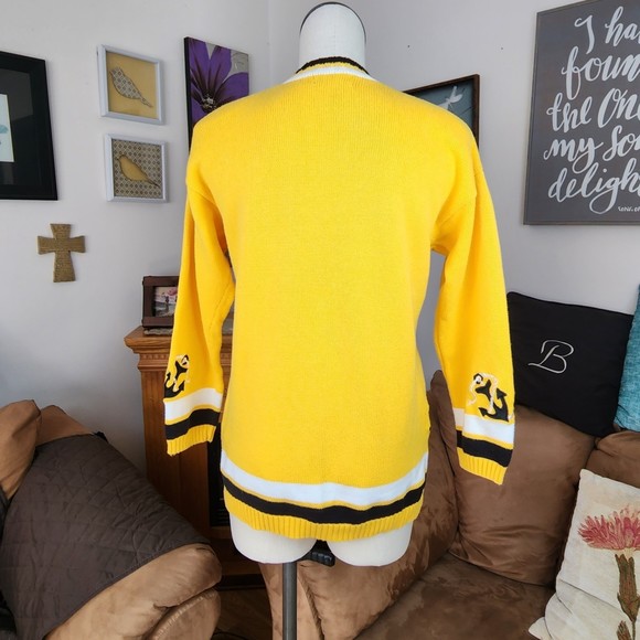 Vintage Austin Hill Yellow Nautical Themed Cardigan Sweater S/P - Picture 2 of 4